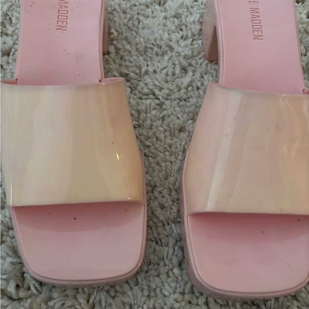 Steve Madden Harlin Pink Slide Sandal Block Heels Size 11 - Picture 3 of 7